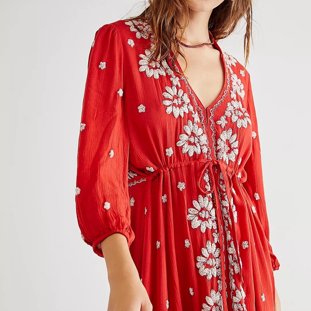 FREE PEOPLE EMBROIDERED MIDI DRESS